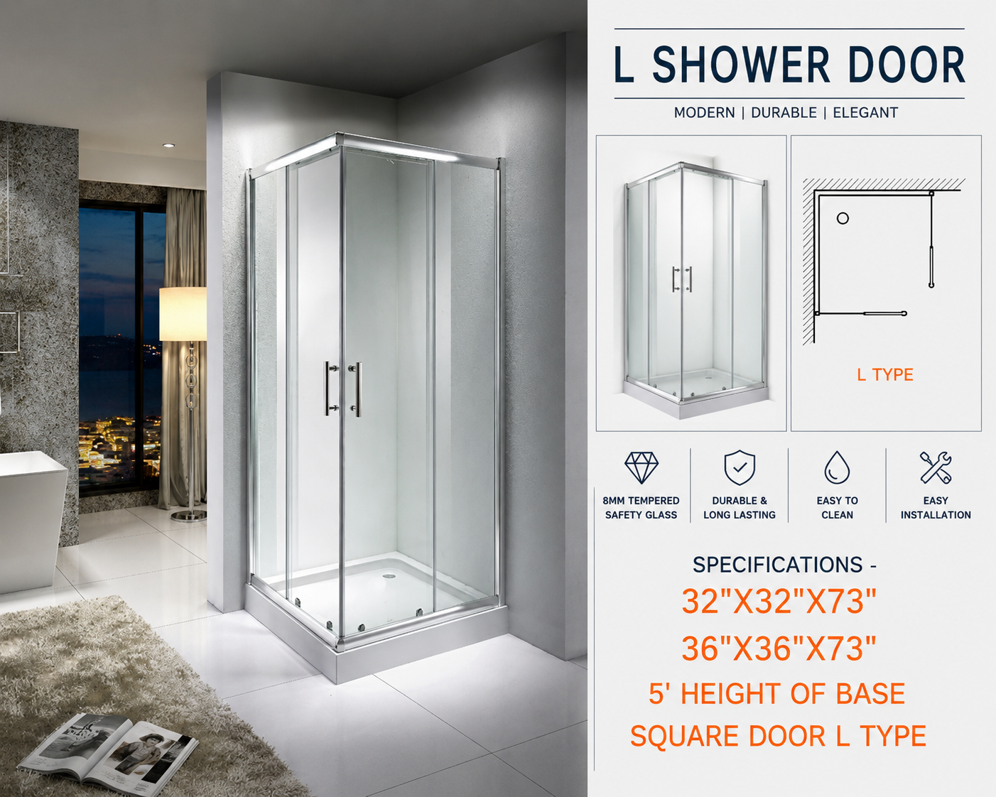 SQUARE L SHOWER DOOR