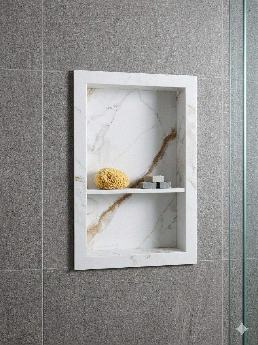 Marble Look Shower Niches – 16"×24", 12"×36" & 12"×48" | Multiple Colors view 2