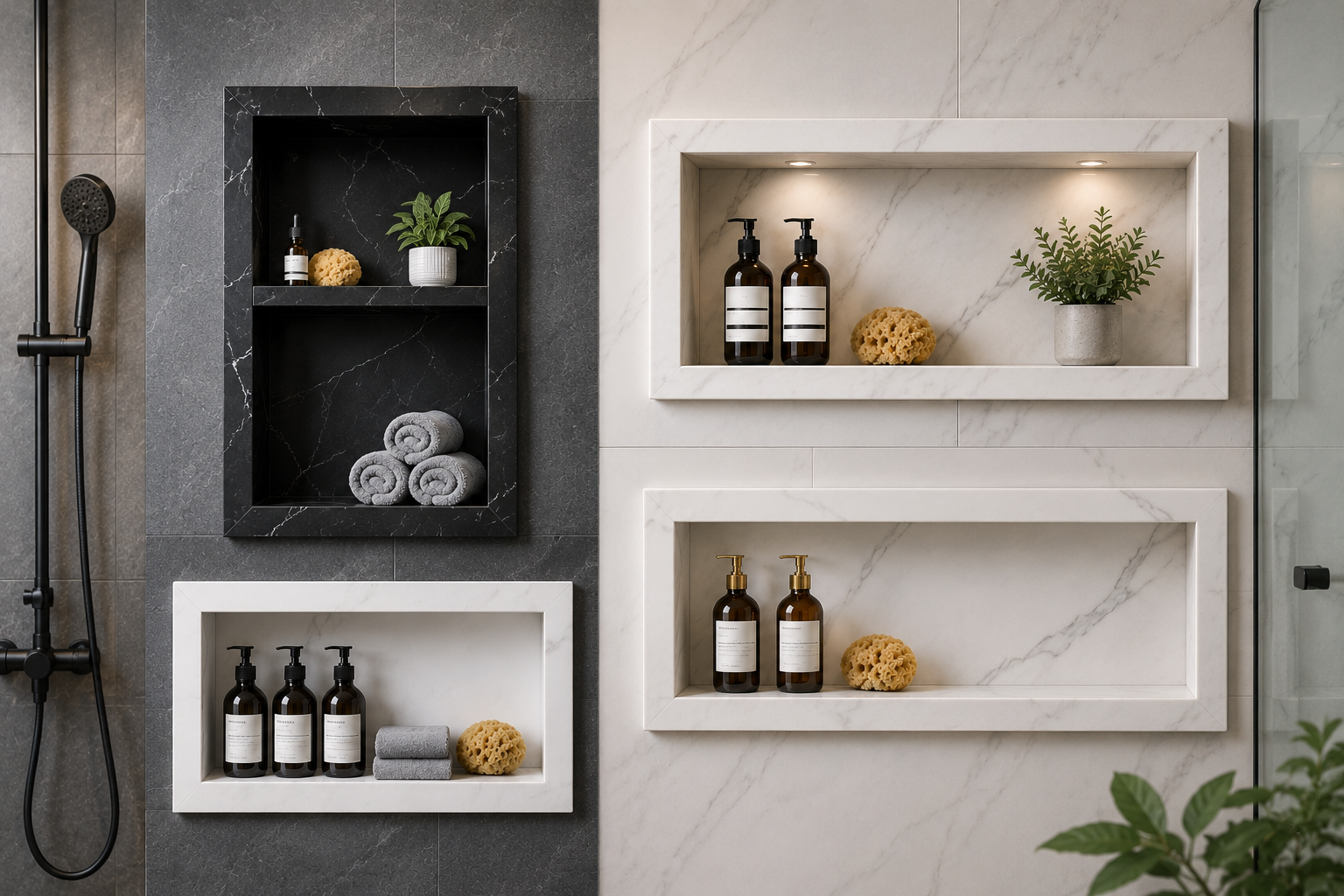 Marble Look Shower Niches – 16"×24", 12"×36" & 12"×48" | Multiple Colors