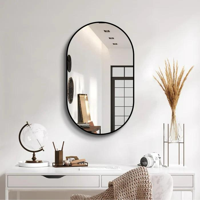 Modern Framed Wall Mirrors – Arch, Oval, Round, Square & Diamond Designs in Black, Gold & Silver view 5
