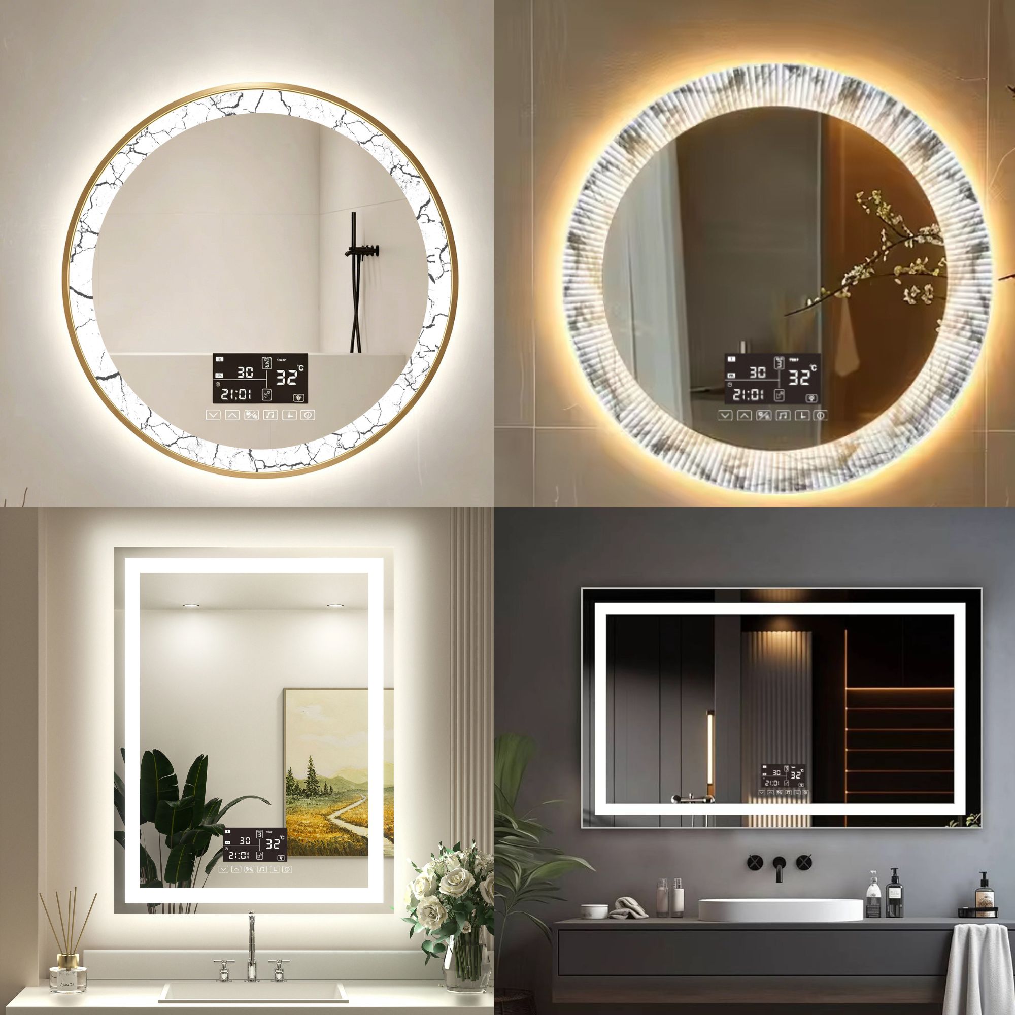 Modern LED Vanity Mirror with Smart Touch Controls and Anti-Fog Function