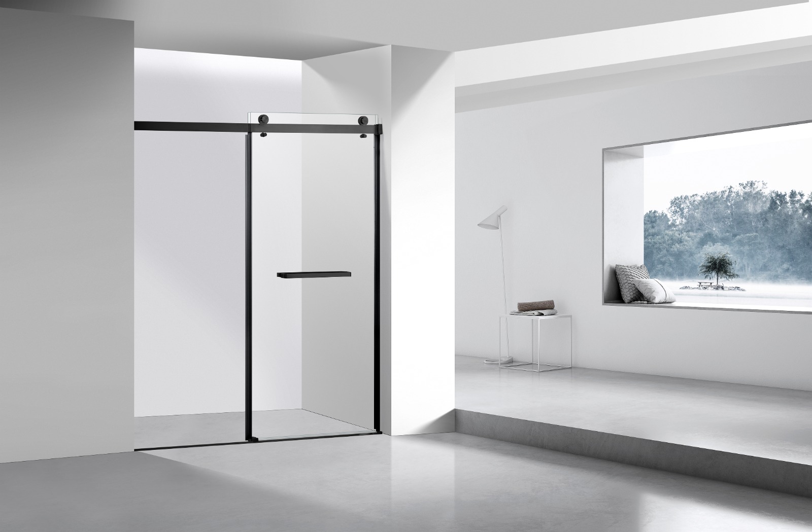 Shower Door Frameless – 72x72" Black - Image 2